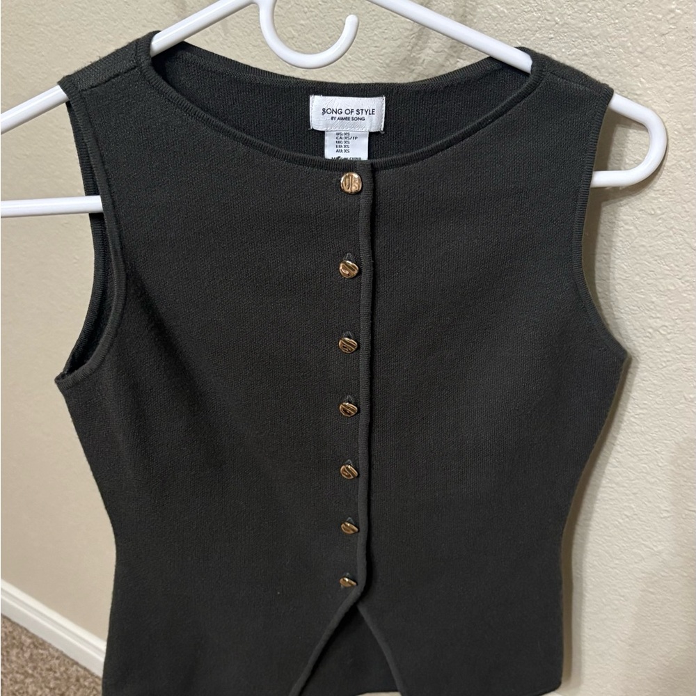 Song of Style Green Charcoal Sleeveless Blouse Size XS Worn Once